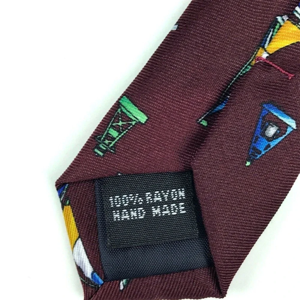 Utopia Men's Tie Handmade Burgundy Sailboat Boat Nautical Novelty Necktie 57